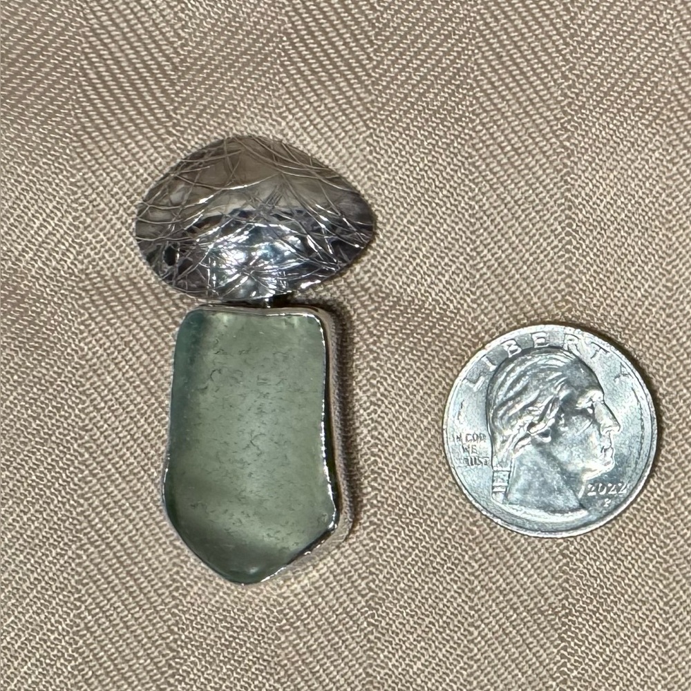 Green Sea Glass Sterling Silver Pendant